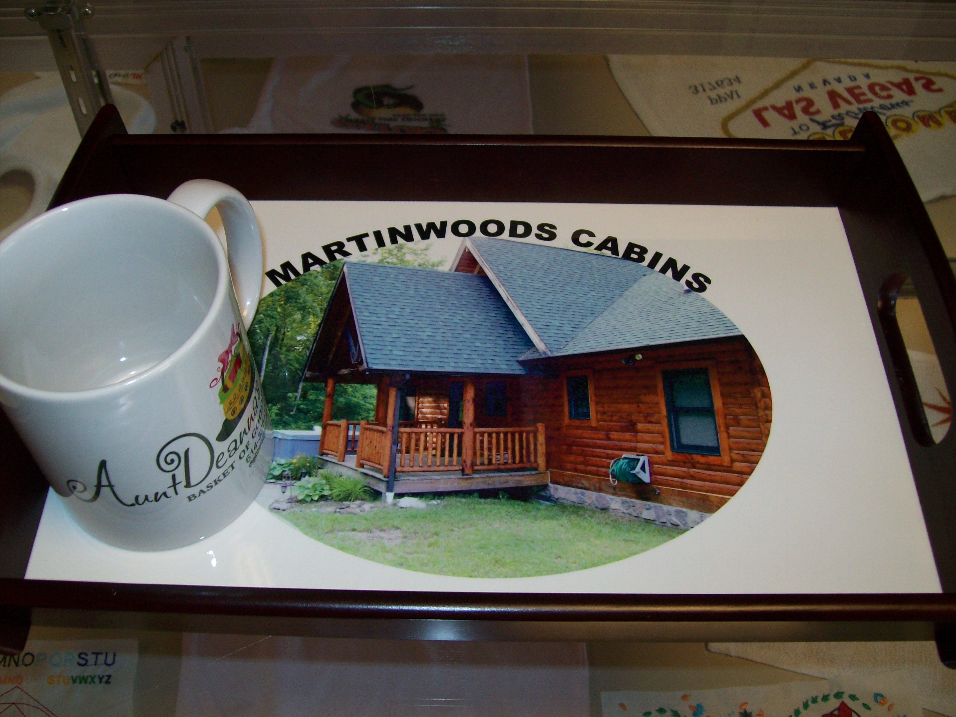 serving tray and coffee mug made with sublimation printing